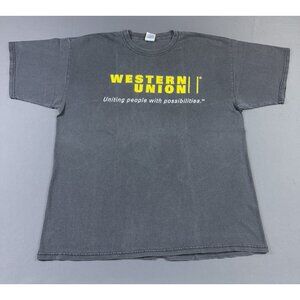 Rare Vintage Y2K Western Union Sun Faded Black XL Shirt Promo Possibilities